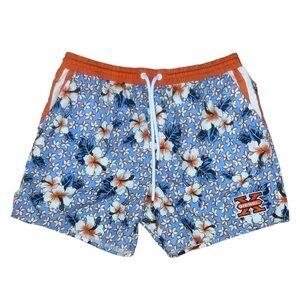 Diesel Men’s XL Floral Hibiscus Swim Trunks‎ Blue Orange XX Patch Y2K